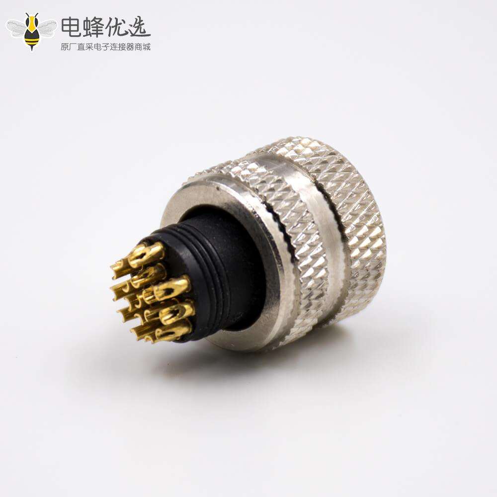 M12传感器连接器组装接头 A扣17芯母头直式注塑焊线式不带屏蔽详解